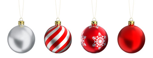 Christmas ornaments hang ready to decorate your tree!
